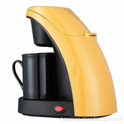 2-Cup Anti-drop Coffee Maker with Plastic Body, 2 Cups and Removable Filter Basket